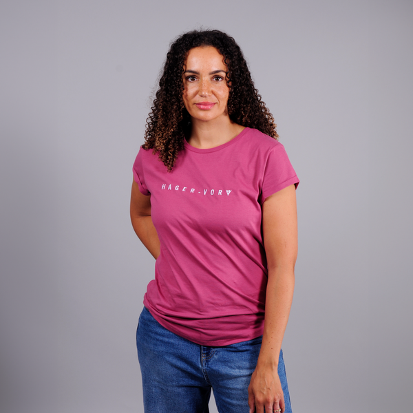 Embroidered Text Rolled Sleeve T-Shirt