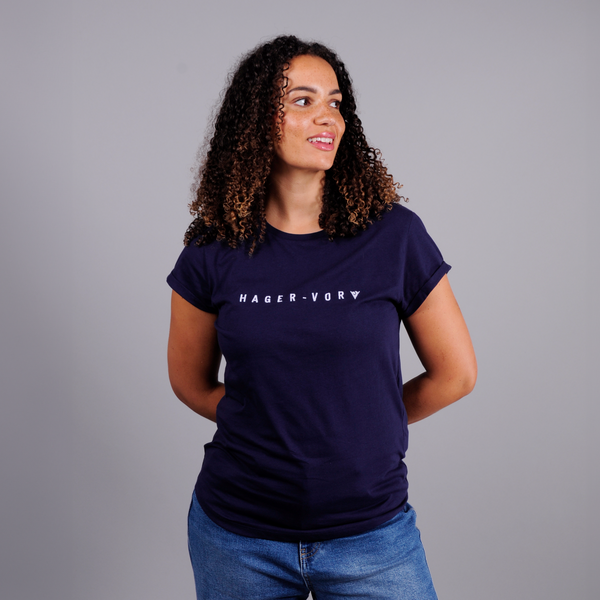 Embroidered Text Rolled Sleeve T-Shirt