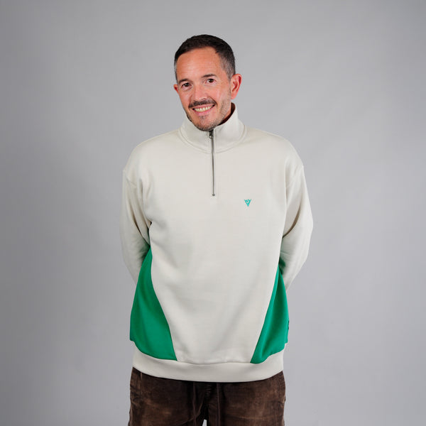 Embroidered Logo Panel 1/4 Zip Sweatshirt