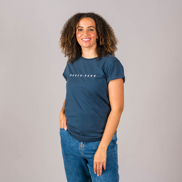 Embroidered Text Rolled Sleeve T-Shirt