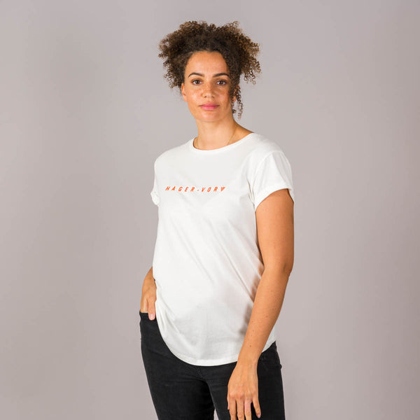 Embroidered Text Rolled Sleeve T-Shirt