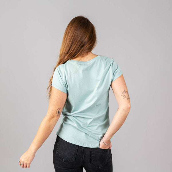 Embroidered Text Rolled Sleeve T-Shirt