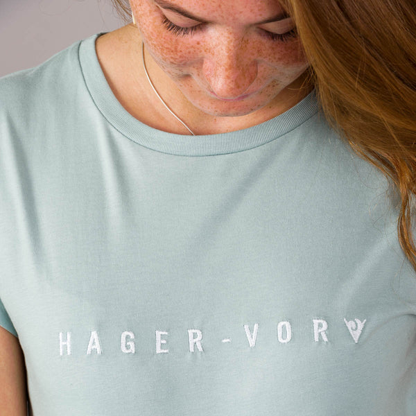 Embroidered Text Rolled Sleeve T-Shirt