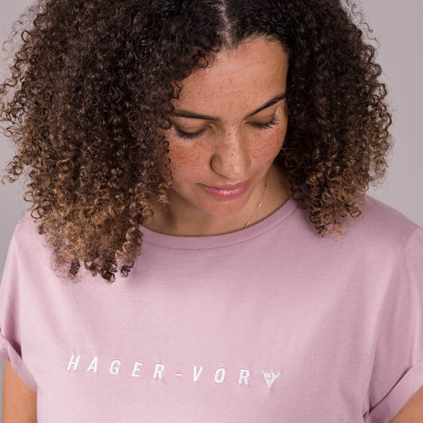 Embroidered Text Rolled Sleeve T-Shirt