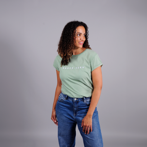 Embroidered Text Rolled Sleeve T-Shirt