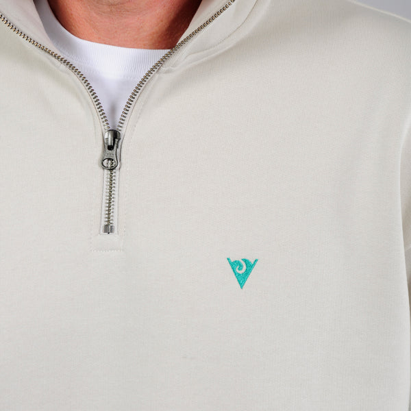 Embroidered Logo Panel 1/4 Zip Sweatshirt