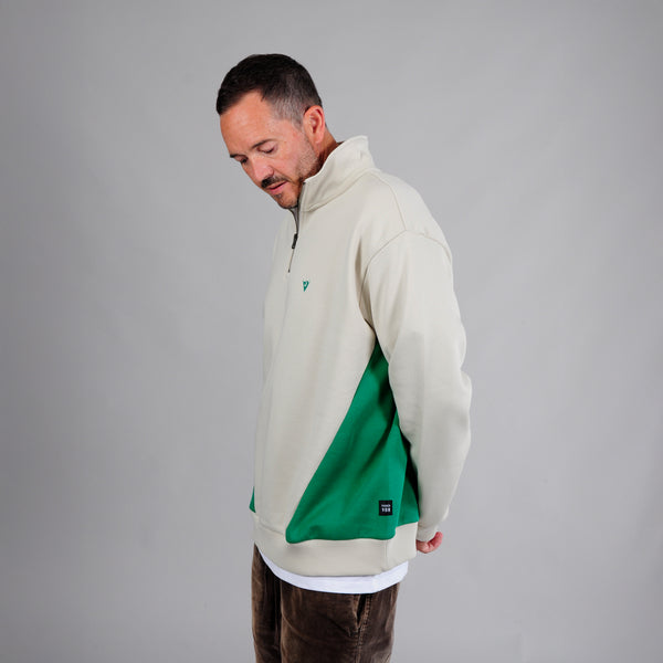 Embroidered Logo Panel 1/4 Zip Sweatshirt