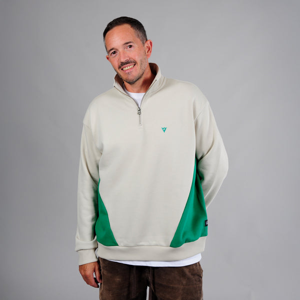 Embroidered Logo Panel 1/4 Zip Sweatshirt