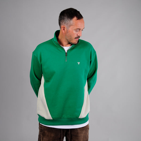 Embroidered Logo Panel 1/4 Zip Sweatshirt