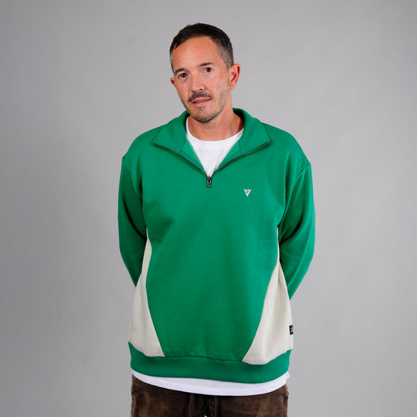 Embroidered Logo Panel 1/4 Zip Sweatshirt