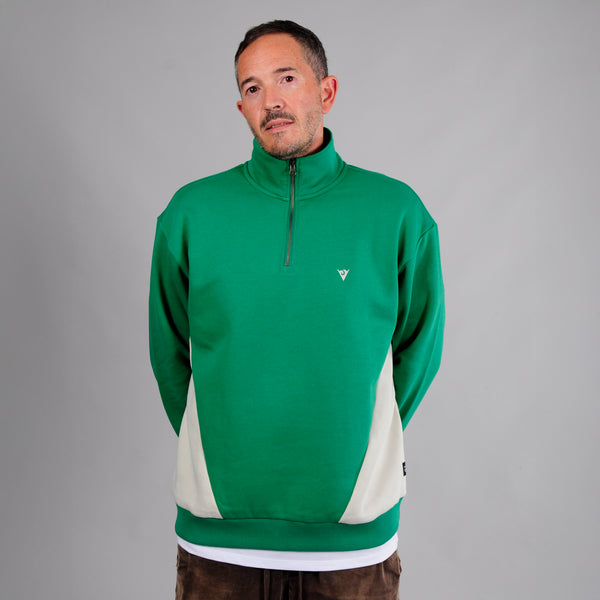 Embroidered Logo Panel 1/4 Zip Sweatshirt